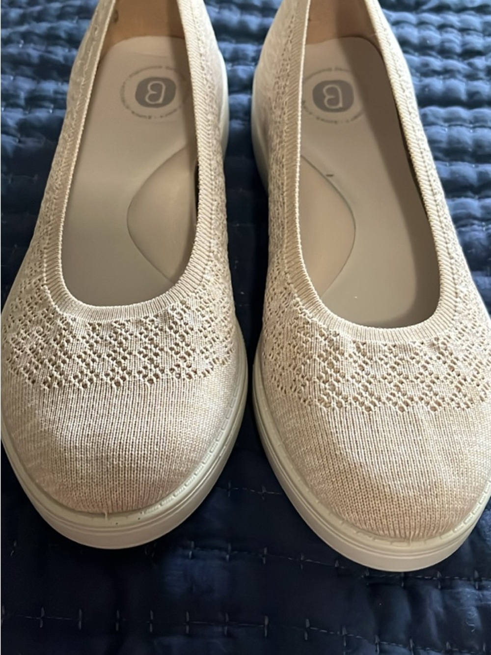Comfort Knit Ballet Flat in Beige size 8